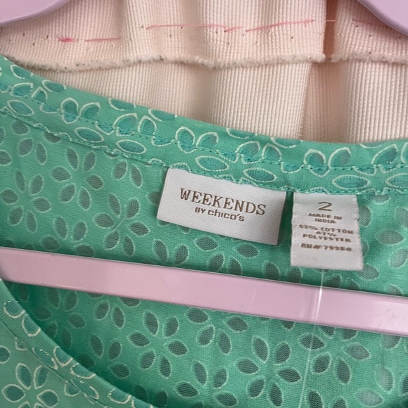 Chico's Green Cap Sleeve Boxy Blouse - Picture 4 of 6